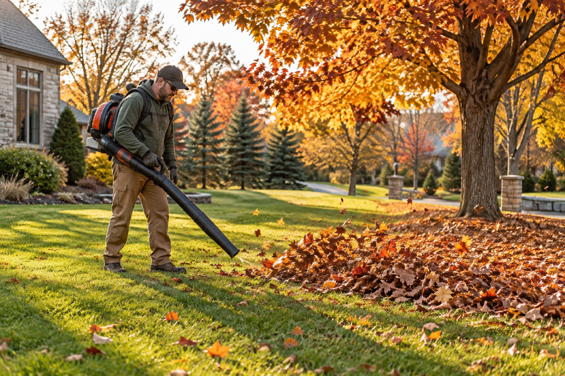 Stock photograph of seasonal yard cleanup