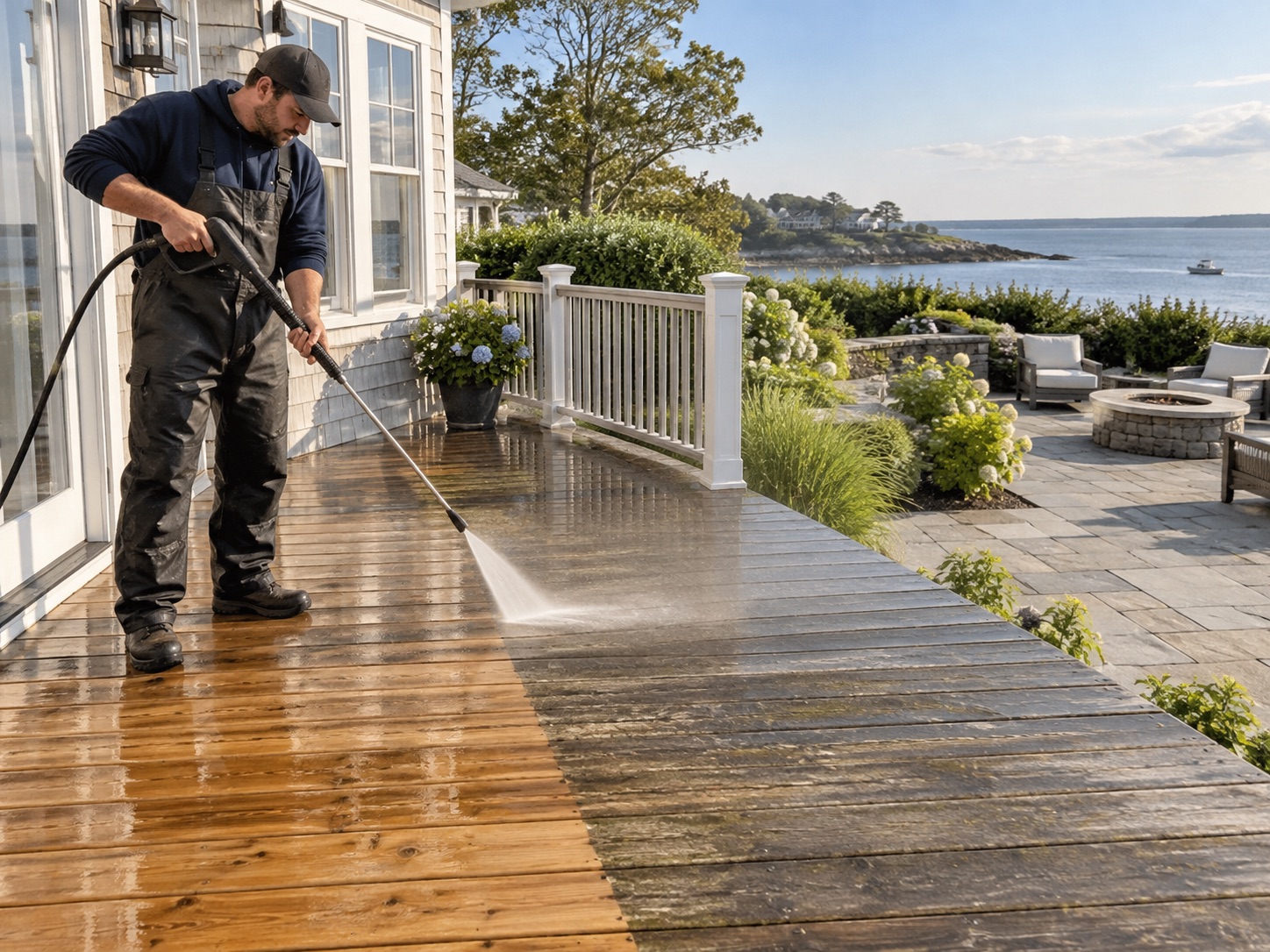 Stock photograph of patio pressure washing