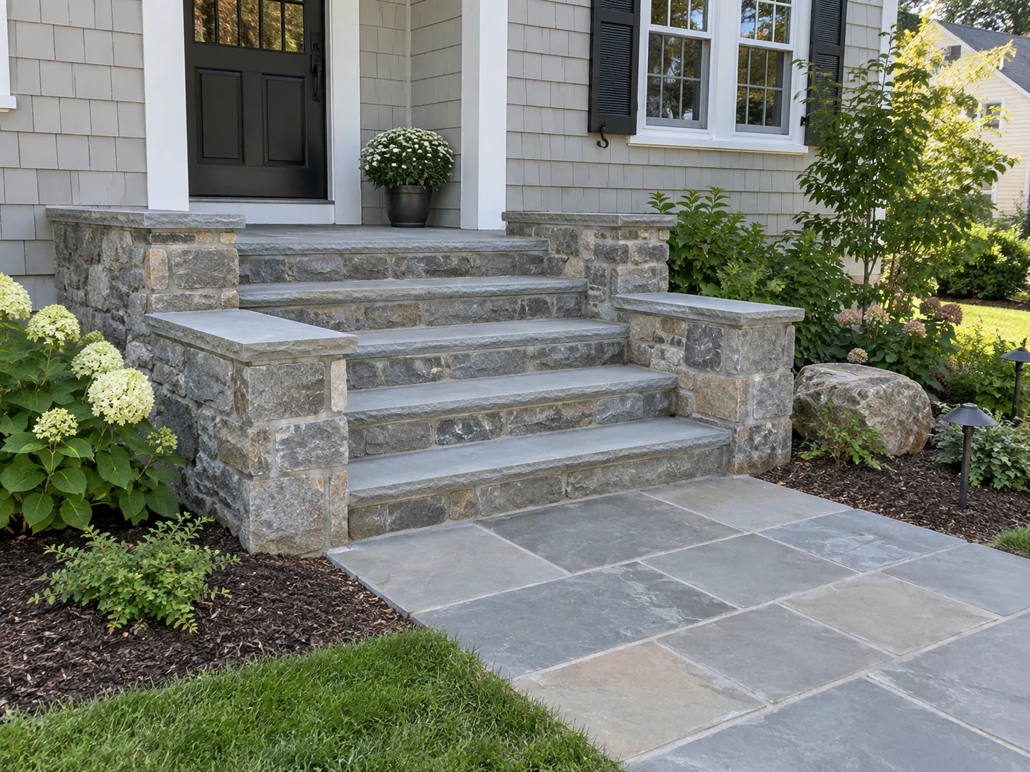 Stock concept of stone front steps and walkway